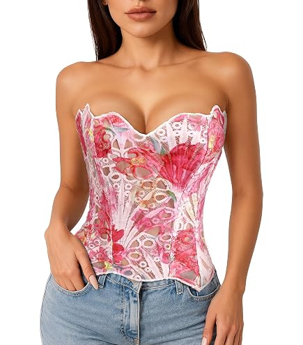 SOUGAO Vintage Corset Top Classic Overbust Bustier Waist Taming