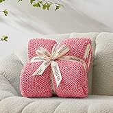 Snuggle Sac Hot Pink Throw Blanket for Couch, Pink Blanket Super Soft Microfiber Blankets Warm Cozy Knit Fuzzy Plush Lightweight Throws Gift for Women Girls, Hot Pink, 50x60 inches