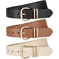 chinese dress ladies XZQTIVE 3 Pack Women Belts For Jeans Dresses Pants Ladies Leather Waist Belt  with Gold Buckle at Amazon Women's Clothing store