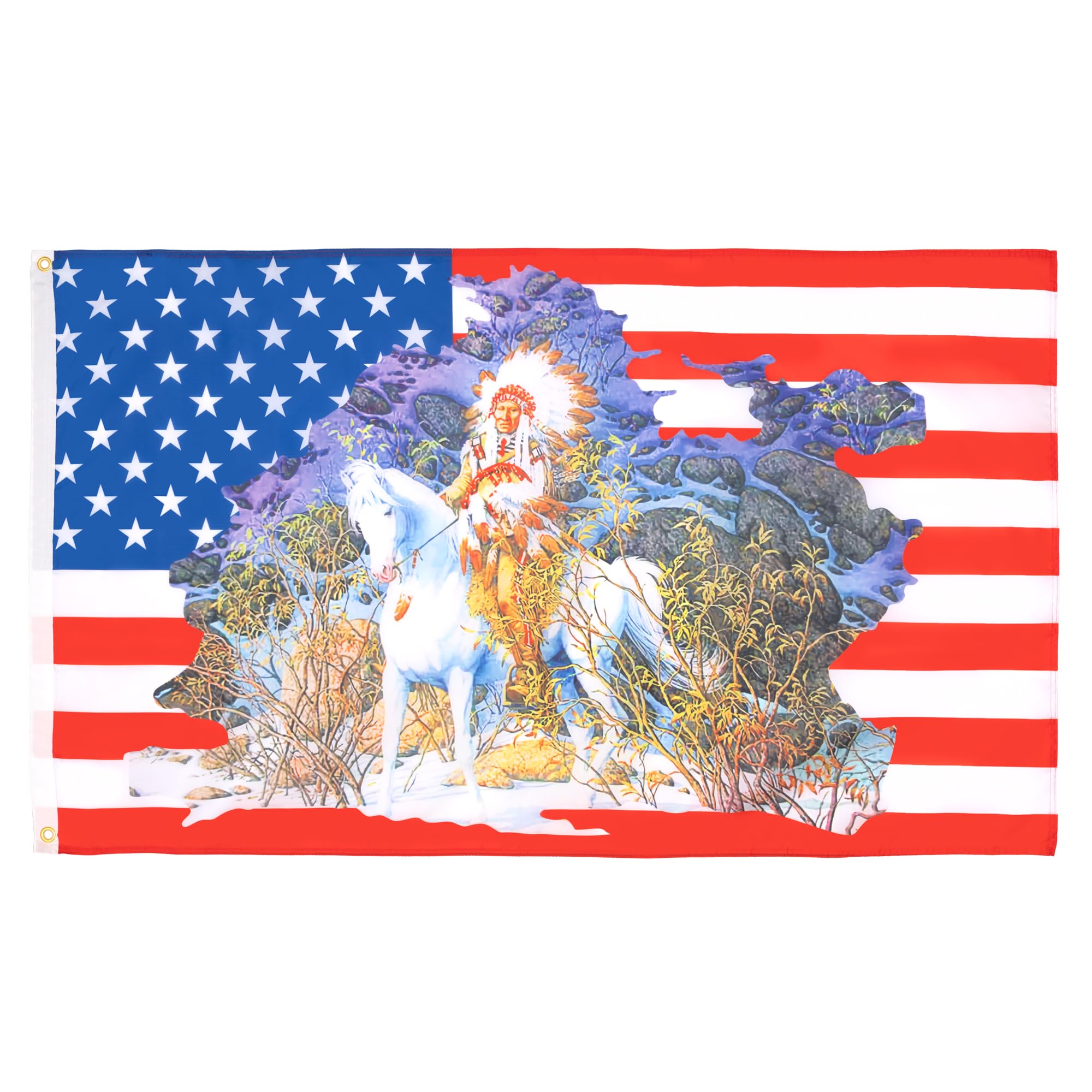 AZ FLAG - Usa Indian Chief Flag - 2x3 Ft - 100D Polyester American Indian Chief - Usa Banner with Two Metal Grommets - Fade Resistant - Vivid Colors - 2' x 3' Feet - 90x60 Cm