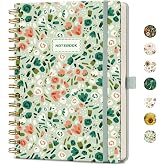 AHGXG Spiral Journal Notebook, 160 Lined Pages, A5 Size (5.7'' x 8.3'') | for Women, Journaling, Writing, Work &amp; Office, Hardcover, 100 GSM Thick Paper (Ditsy Floral Sage)
