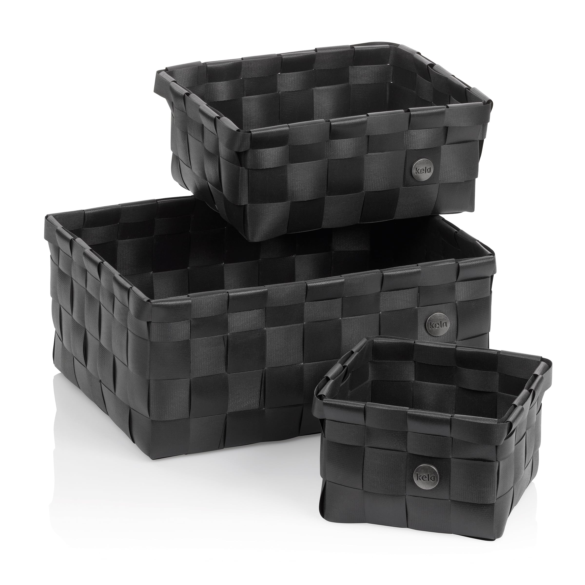 kela Neo 24485 Basket Set of 3 Assorted Sizes Polypropylene Plastic Black Stackable