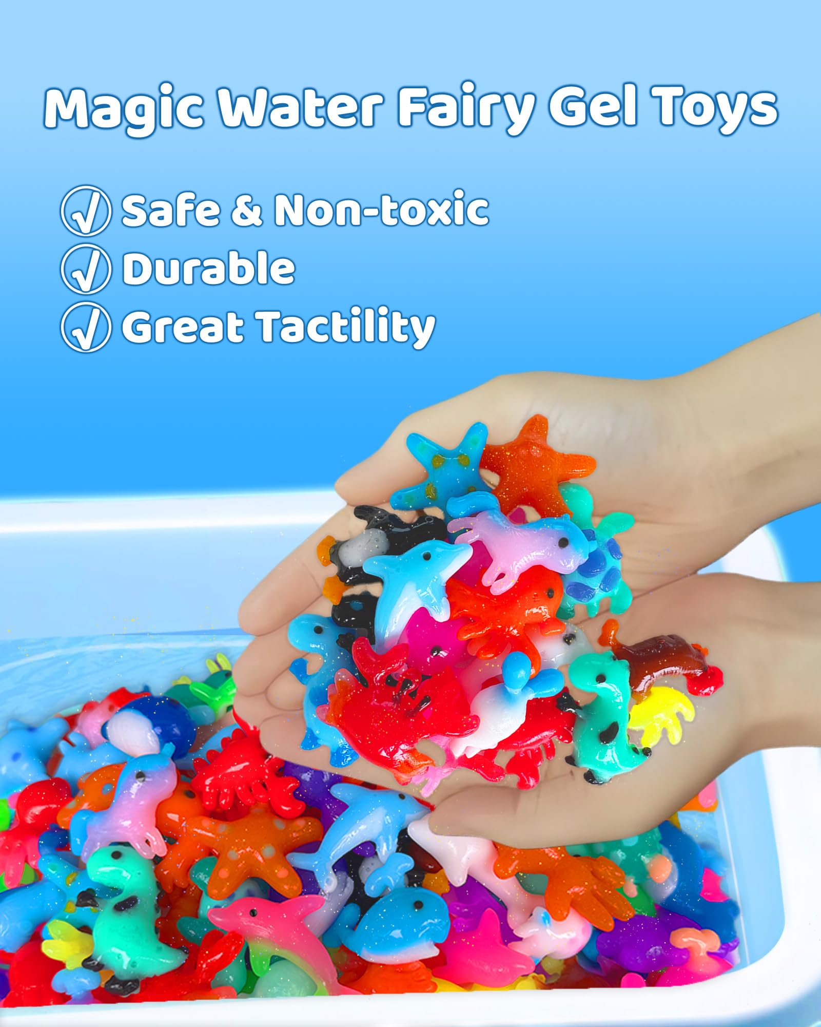FADAWU 24 Colors Magic Water Elf Toy Kit - Aqua Fairy Water Gel Kits with 16 Molds, DIY Squishy Maker Set for Kids, Water Pets Squishies Toys, Party Favors Arts & Crafts for Boys & Girls
