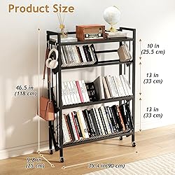 ybaymy Book Carts with Wheels Library Rolling Book