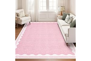 LUXLOOM Washable Rug 5x7 Rug for Bedroom Stain Resistant Living Room Rugs Modern Bordered Office Rugs Neutral Solid Area Rug 
