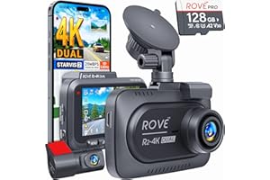 ROVE R2-4K DUAL Dash Cam Front and Rear, STARVIS 2 Sensor, FREE 128GB Card Included, 5G WiFi - up to 20MB/s Fastest Download 