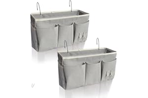 SMALIGOLA Bedside Caddy, Bedside Hanging Storage Organizer forBunk and Hospital Beds,College Dorm Bed，Can be Placed Glasses Books Mobile Phones (Grey 2)
