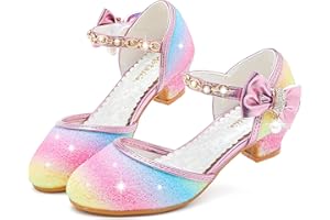 Motasha Girls' Sandals Closed Toe Heels Wedding Party Princess Shoes Sequins Bow for Toddler Little Big Kid