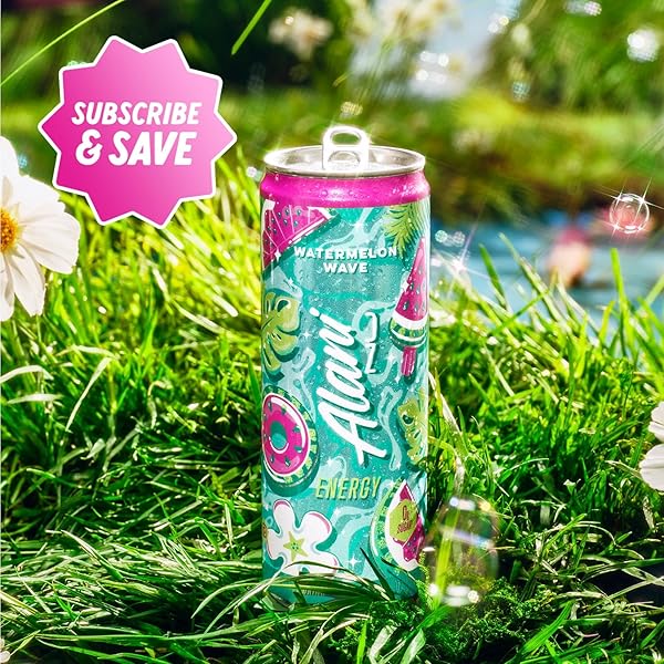 ALANI NU WATERMELON WAVE, SUGAR FREE, LOW CALORIE ENERGY DRINKS, 200MG CAFFEINE, BIOTIN, B VITAMINS, ZERO SUGAR, 10 CALORIES, 12 FL OZ CANS, 24 PACK