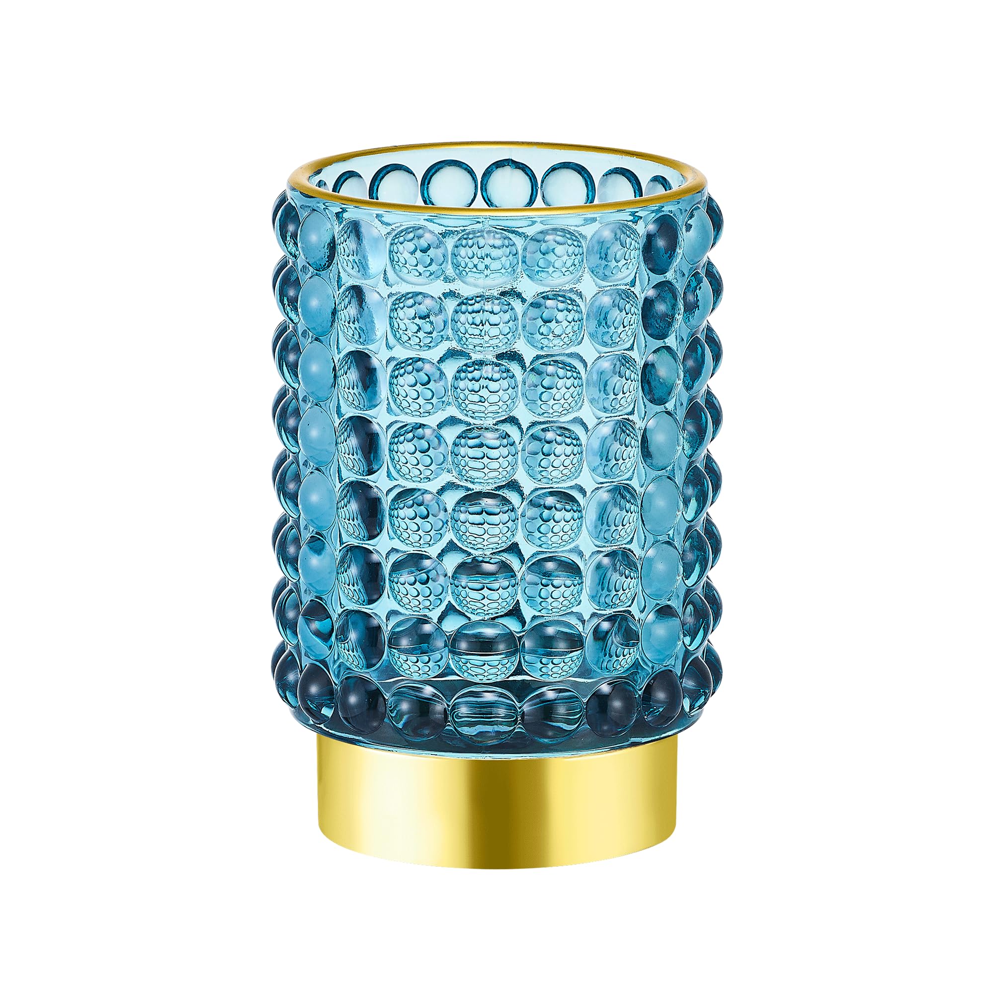 Photo 1 of LEICURACE Makeup Brush Holder Organizer,Toothbrush Holders,Desk Pen Pencil Holder,Multifunctional Vintage Glass Brush Cup(A38-7-US/Blue/L)