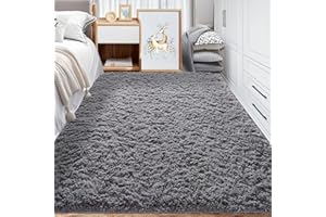 YIDANAMY Area Rugs for Bedroom Living Room: 4x6 Super Soft Fluffy Shaggy Plush Fuzzy Rugs Carpet for Kids Girls Baby Nursery Dorm Room Teen Room Decor Dark Grey