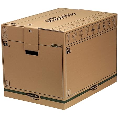 Bankers Box SmoothMove FastFold Umzugskiste (Extra Große, 63,2 x 48 x 46,3 cm) 5er-Pack