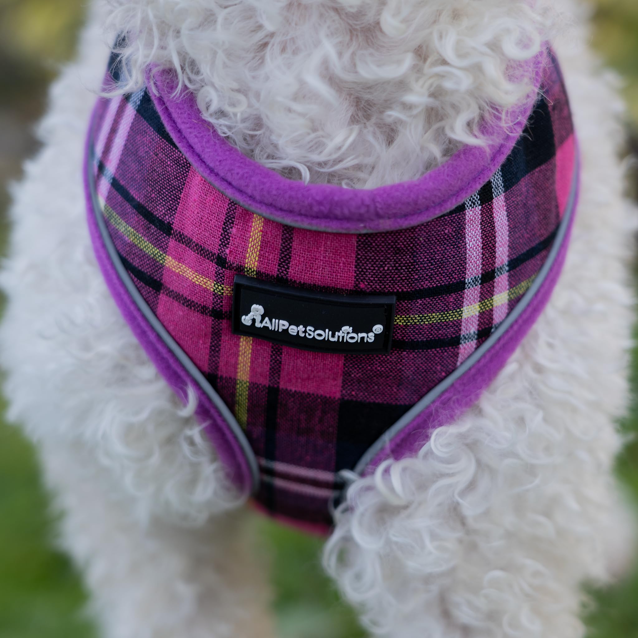 All Pet Solutions All Pet Solutions Dog Puppy Harness Soft Adjustable Reflective Comfortable Vest (Small, Purple Tartan), S