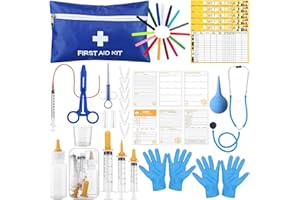 Buryeah 74 Pcs Whelping Kit Puppies Birth Bag PET Whelping Kit Newborn Puppy Whelping Supplies for Cats Dogs Kitten Breeding Feeding