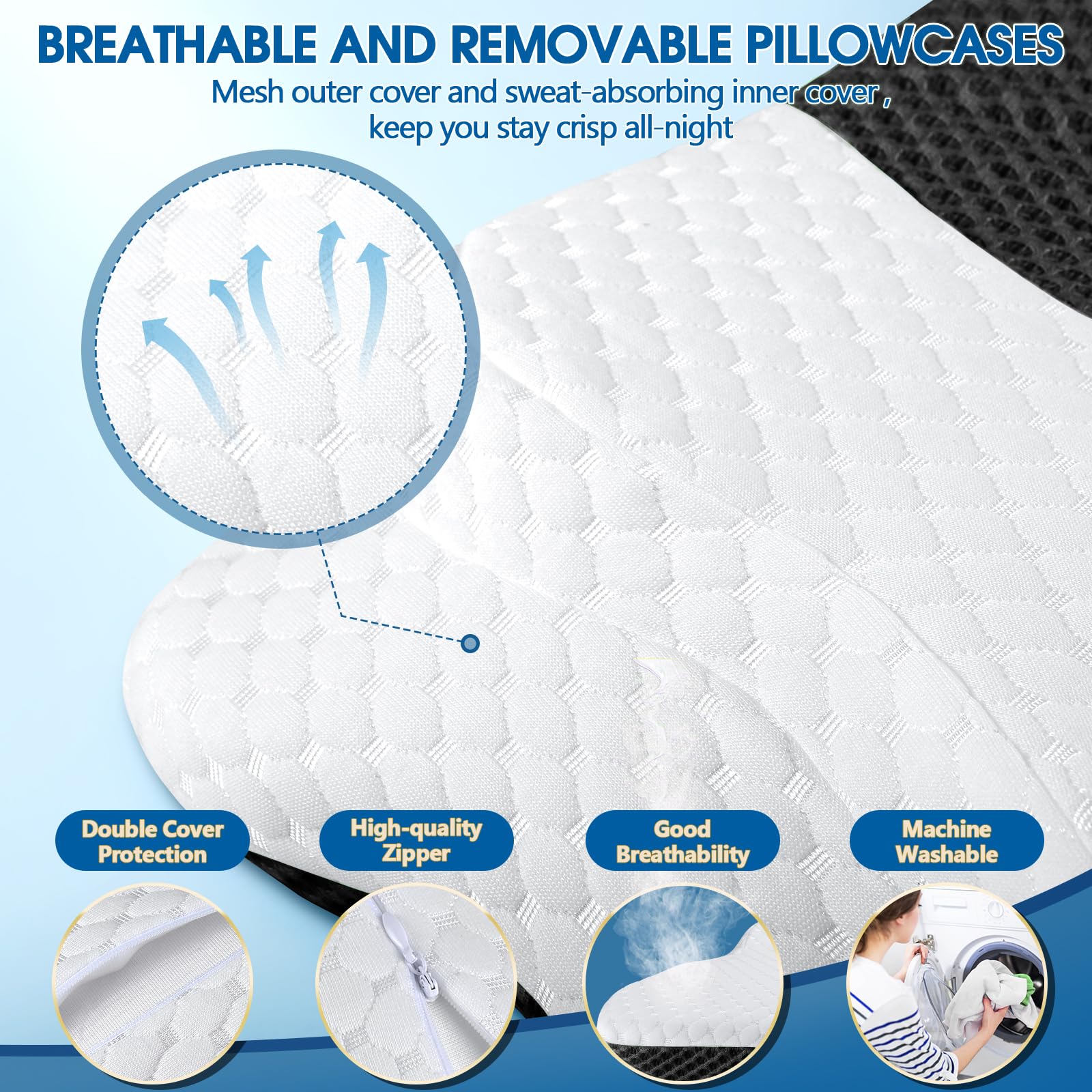 CHxxy Memory Foam Pillows, Cervical Pillow for Neck and Shoulder Pain Relief, Ergonomic Contour Bed Pillow, Soft for Side Sleep Stomach Sleeping and Back Sleeper