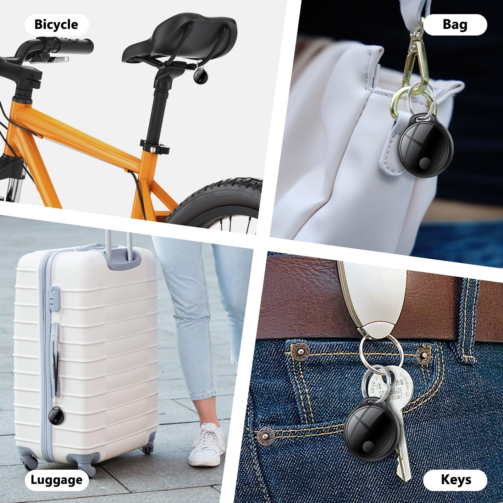 Smart Tracker Tag 4er Pack, Schlüssel Finder Kompatibel mit Apple Find My APP (nur iOS), IP68 wasserdicht, Austauschbarer Akku, Bluetooth Key Finder für Gepäck/Taschen/Koffer/Brieftasche 8