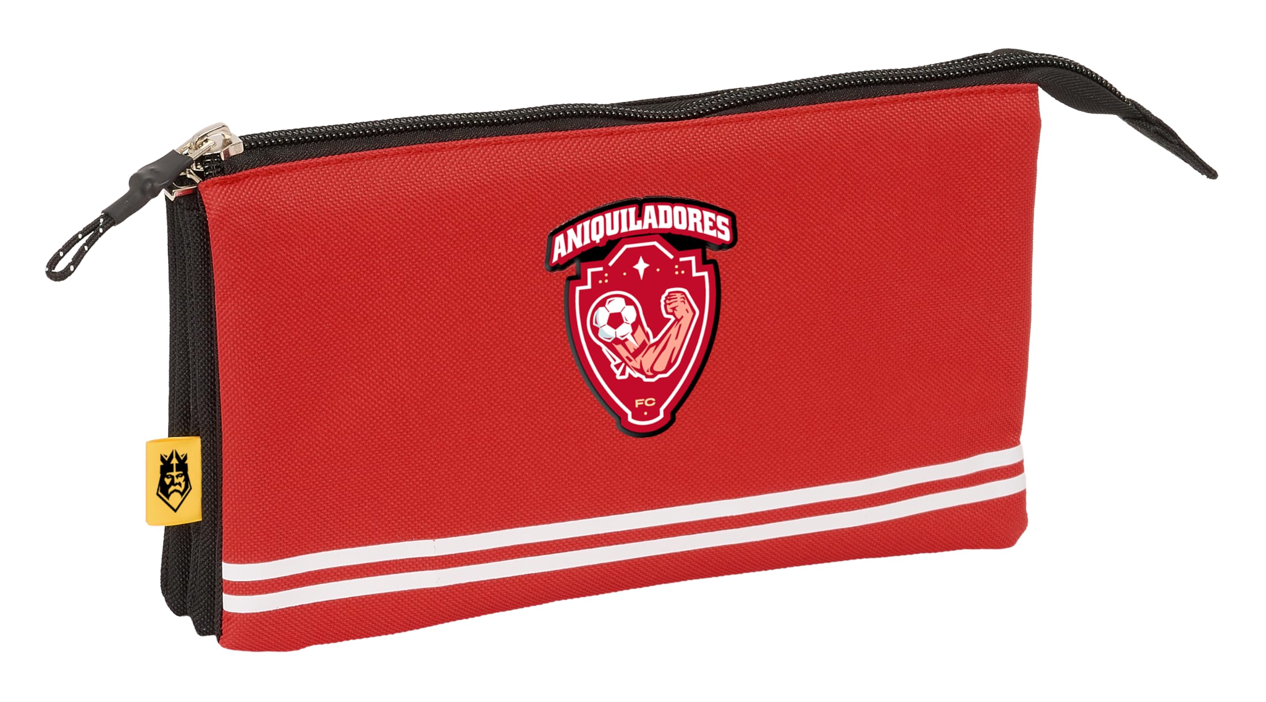 Safta Kings League ANIQUILADORES – Triple Pencil Case, Children's Pencil Case, Ideal for School Age Children, Comfortable and Versatile, Quality and Resistance, 22 x 3 x 12 cm, Red, red, Estándar,