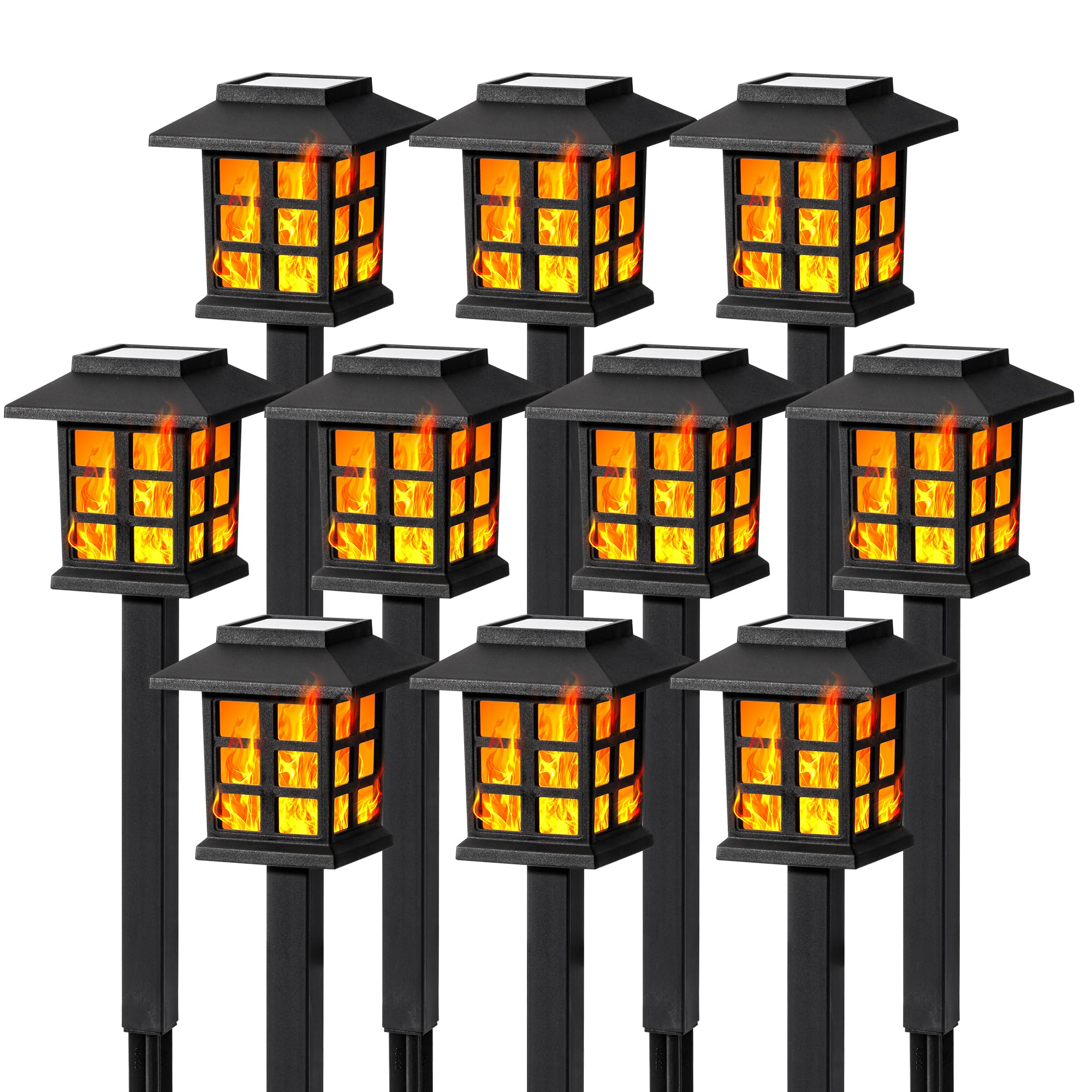 Photo 1 of ***DIRTY*** GIGALUMI Solar Lights for Outside,10 Pack Flickering Flame LED Solar Outdoor Lights, Waterproof Solar Garden Lights Maintain 10 Hours of Lighting for Christmas, Garden, Landscape, Path, Yard, Patio