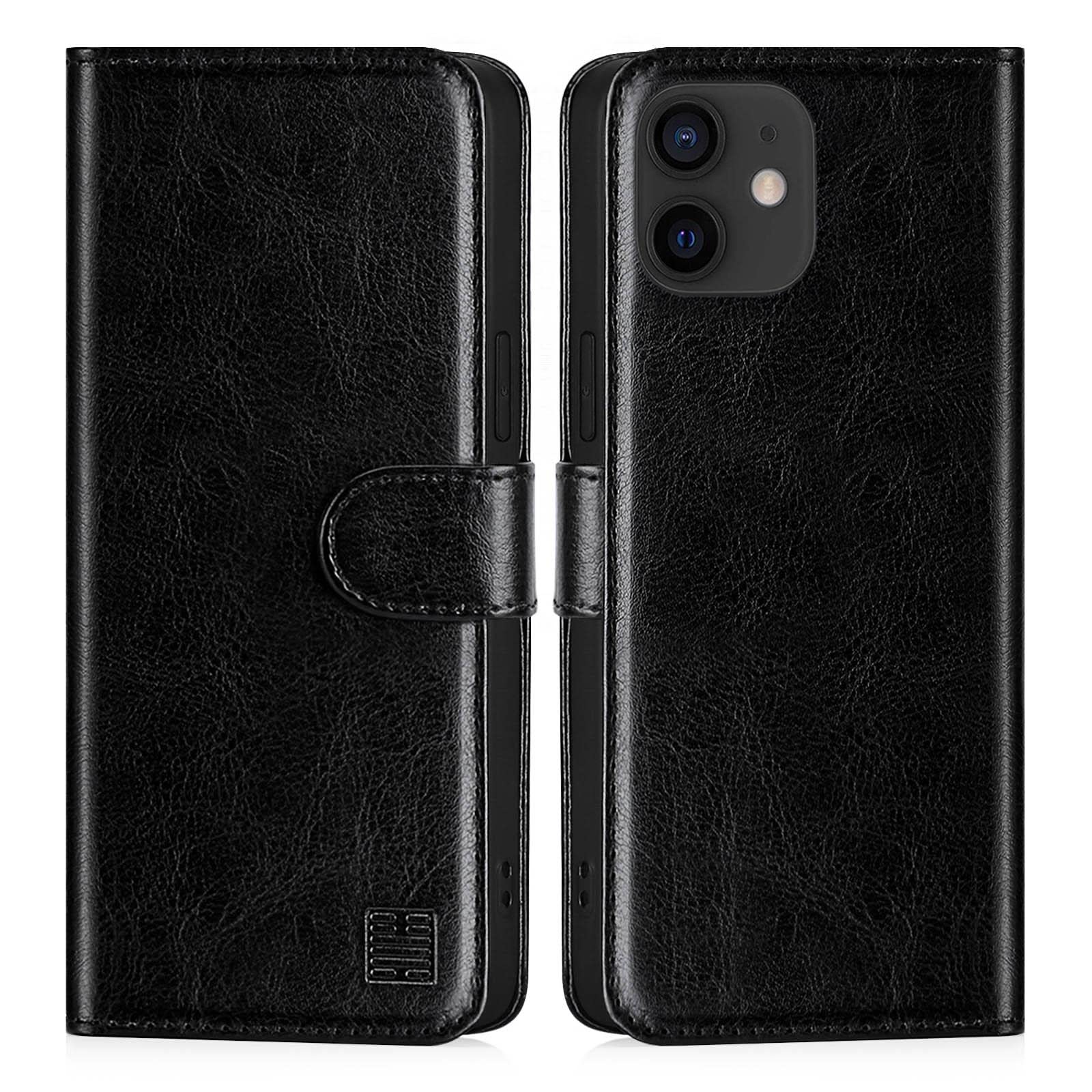 32nd Book Wallet PU Leather Flip Case Cover For Apple iPhone 12 (6.1") / Apple iPhone 12 Pro (6.1"), Design With Card Slot and Magnetic Closure - Black โ image 1