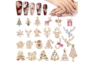 NOVERLIFE 24PCS Large Christmas Nail Charms, 3D Alloy Big Christmas Gems Jewels Luxury Holiday Charms for Nails Design, Xmas Nail Art Bling Jewelry Shiny Crystal Diamonds for Women Holiday Manicure Decorations