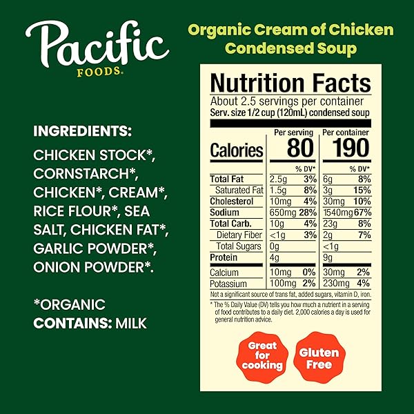 PACIFIC FOODS ORGANIC CREAM OF CHICKEN SOUP, 10.5 OZ CAN