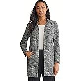 Kasper Womens Long Sleeve Knit Jacquard Topper Coat