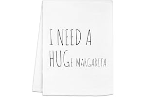 MOONLIGHT MAKERS Funny Kitchen Towel, I Need A HUGe Margarita, Flour Sack Dish Towel, Sweet Housewarming Gift, White