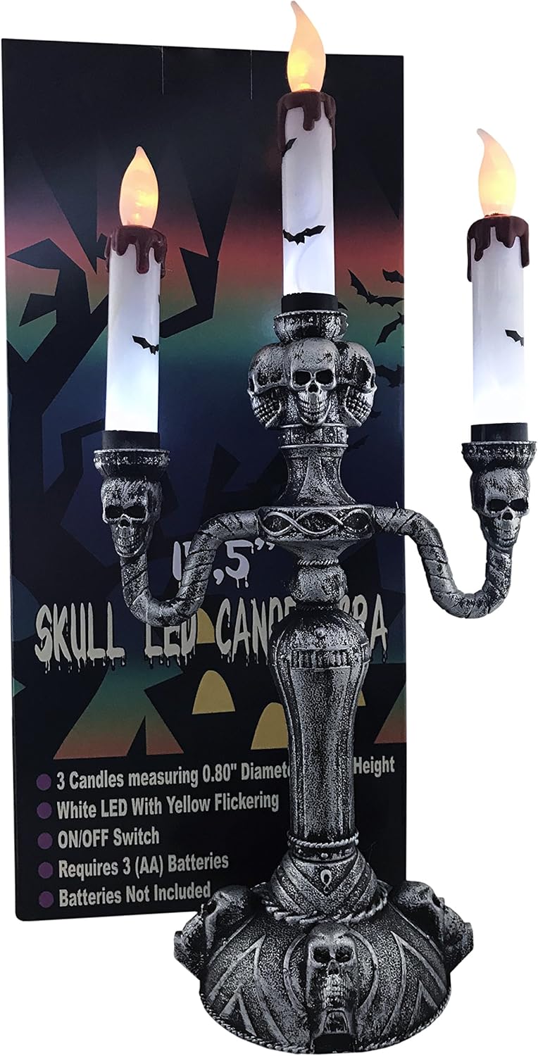 KINREX LED Candelabra Halloween Decoration - Candelabra Plastic Indoor Party Decor - Measures 15.5 inches: Home & Kitchen