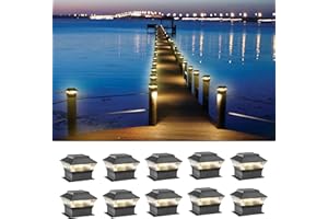 MOON-DE-AGE 4x4 4x6 Fence Lights Solar Powered, Outdoor Post Cap Lights Yard Deck Garden Patio Mailbox Decorations 25 Lumens, 3000K Ip65 Waterproof, Black - 10 Pack