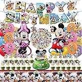 Cartoon Party Supplies, Cute Mouse Birthday Party Decorations Include Happy Birthday Banner, Balloons, Hanging Swirls, Stickers, Cake Toppers, Tablecloth