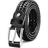 CHAOREN Mens Braided Leather Belt, Casual Woven Leather Belt for Men 35mm Width for Dress Jeans Golf