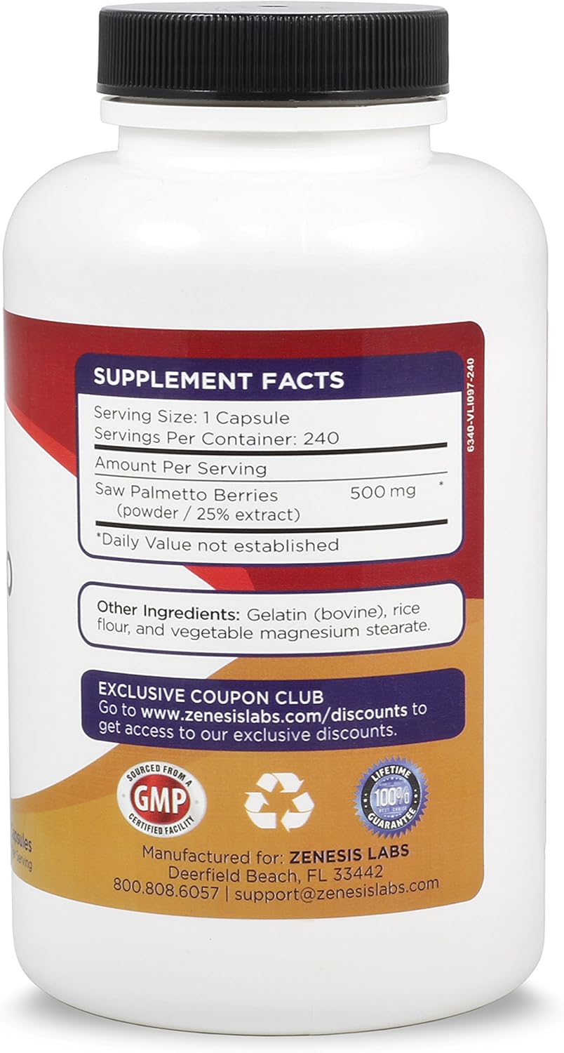 Saw Palmetto Extract - 240 Capsules - 500mg per Capsule - 200% More Capsules Than Most Competitors - Buy 2, Save 15%: Health & Personal Care