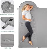 Trail Outdoor Leisure Fleece Sleeping Bag Liner 220x80 Hood Envelope view 4