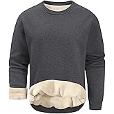 Gihuo Mens Fleece Crewneck Sweatshirts Sherpa Lined Pullover Winter Warm Shirt