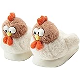 Halemet Cute Chicken Slippers for Women Cartoon Animal Slippers for Women Cozy Plush Non-Slip House Slipper Indoor Outdoor