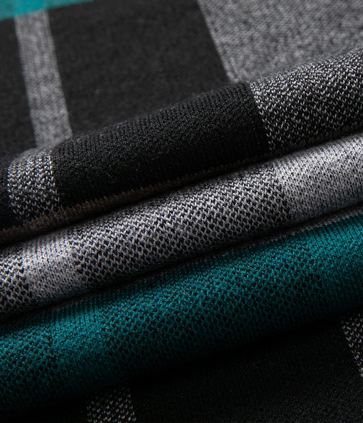 Villand Australian Merino Wool Tartan Knitted Scarf for Men, Plaid Winter Warm Thick Soft Neckwear with Gift Box