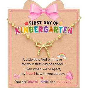 UNGENT THEM Bow Necklace First Day of Kindergarten Preschool Gifts for Kids