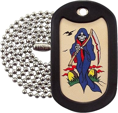 Amazon Com Tag Z Military Dog Tags Grim Reaper Tattoo Dog Tag Necklace Tagtoo Z Clothing