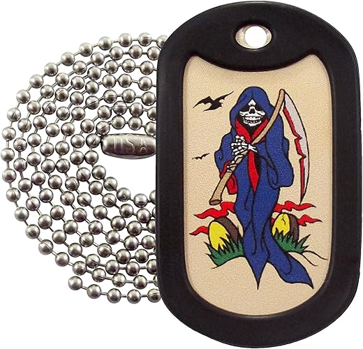 Amazon Co Jp 軍犬タグ 死神tattoo犬タグネックレス Z too Z ジュエリー