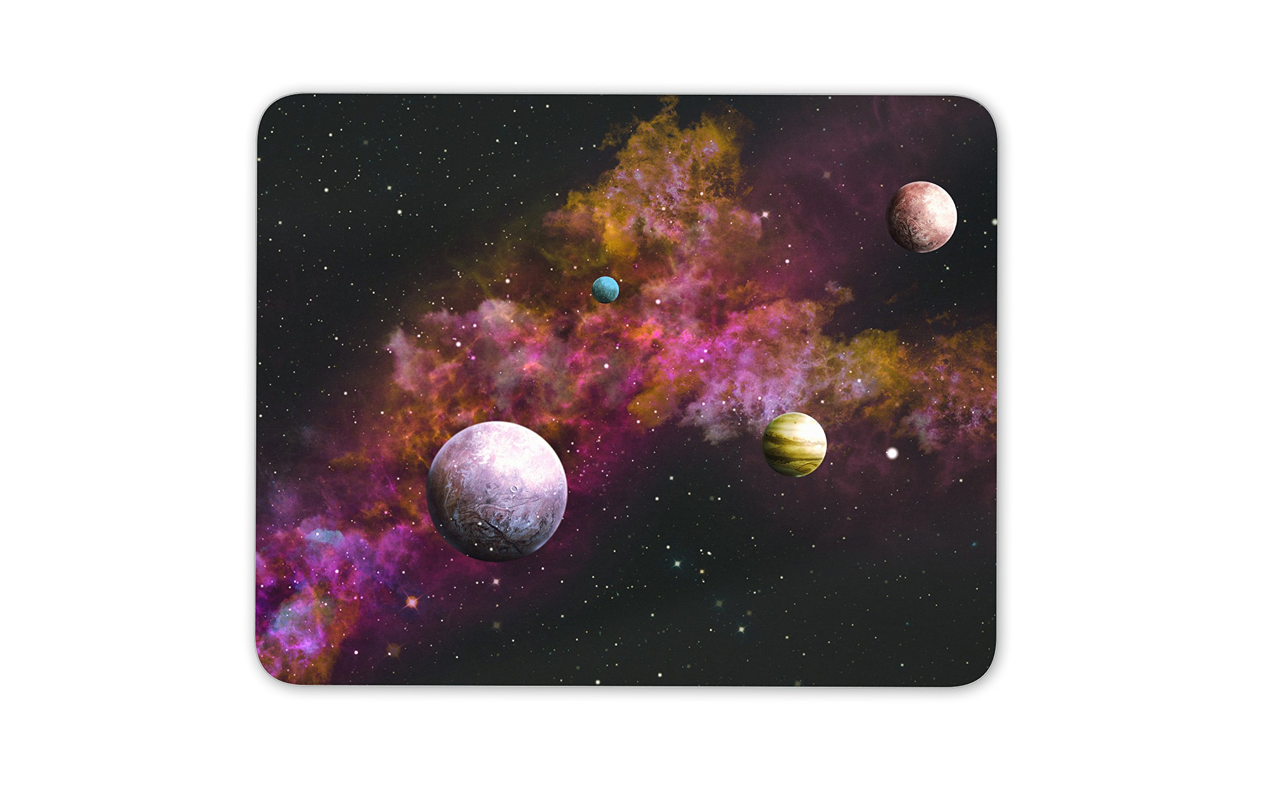 Solar System Mouse Mat Pad - Pink Stars Planets Space Computer #13272