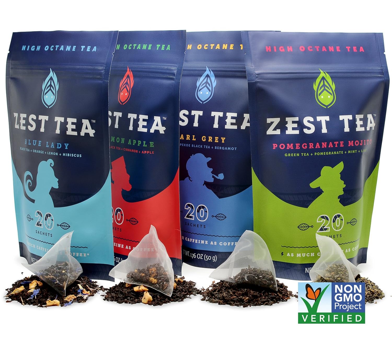 Zest Energy Tea Ultimate Sampler (4Pack) Premium High