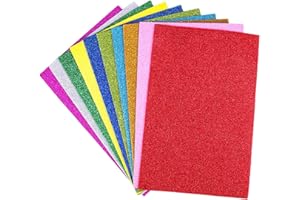 Aisetmoon 30 Pack Glitter Foam Sheets Craft 7.8" x 11.8" Colorful EVA Foam Sheet 2mm Thickness Glitter Cardstock Paper Shimme