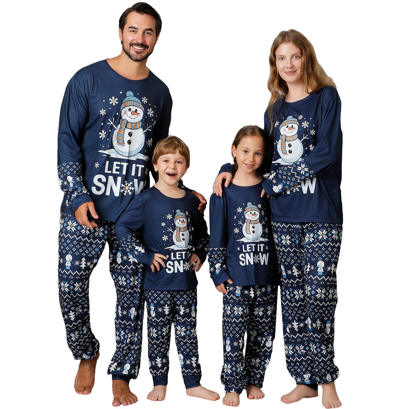 Photo 1 of ** WOMENS SET ONLY**
ANGELGGH Family Christmas PJs Matching Sets, Cute Holiday Pajamas Printed Top and Pants, Xmas Jammies for Couples/Men/Women (Women, L, Blue White Snowman)