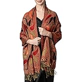 Achillea Soft Silky Multi Color Paisley Pashmina Double Layered Shawl Wrap Scarf