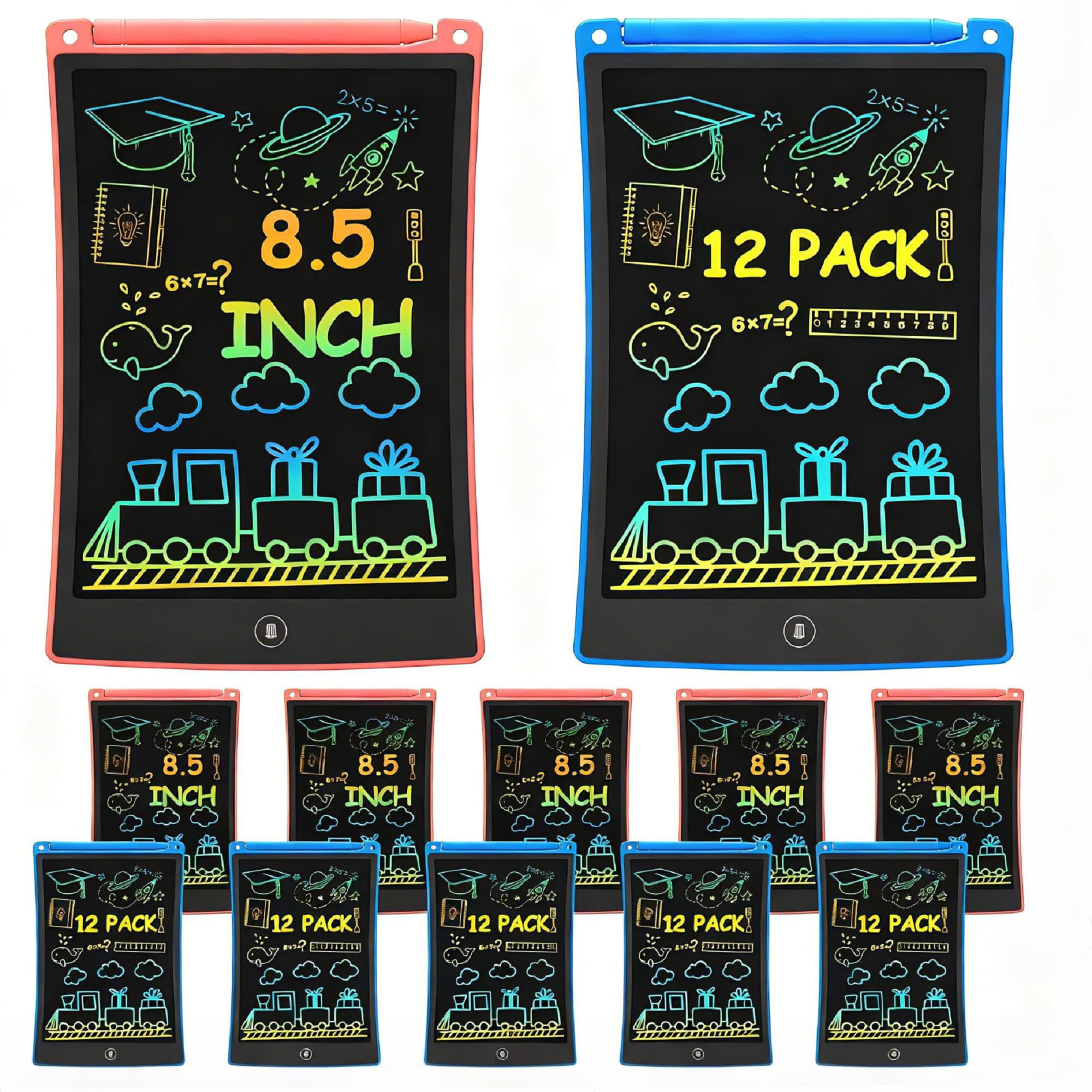 bravokids 12 Pack LCD Writing Tablet with Stylus, 8.5 inch Colorful Doodle Board Drawing Pad for Kids, Travel Games Activity Learning Toys, Birthday Gift for Age 3 4 5 6 7 8 Year Old Boys Girls
