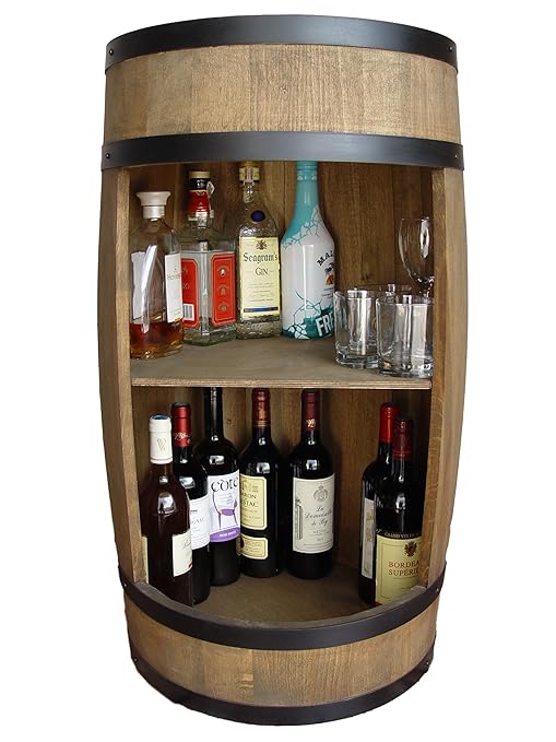 weeco Stylish Barrel Bar, Drinks Wooden barrel bar 81cm, Mini