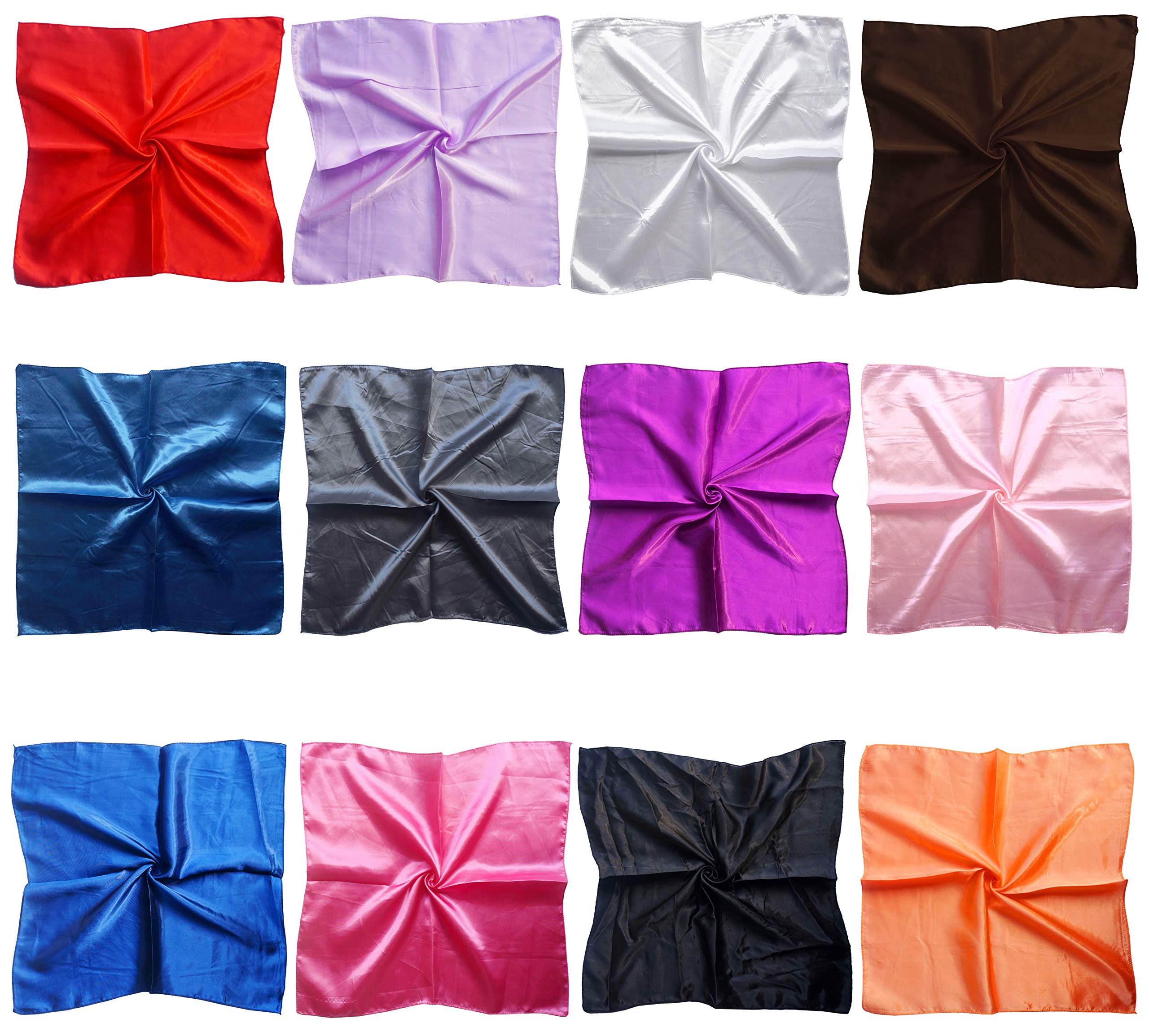 12 Set Mixed Designs Small Square Satin Womens Neck Head Scarf Scarves Bundle 12 Set Mixed Designs Small Square Satin Womens Neck Head Scarf Scarves Bundle