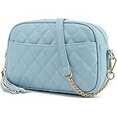 lola mae Quilted Crossbody Bag, Medium Lightweight Shoulder Purse Top Zipper Tassel Accent