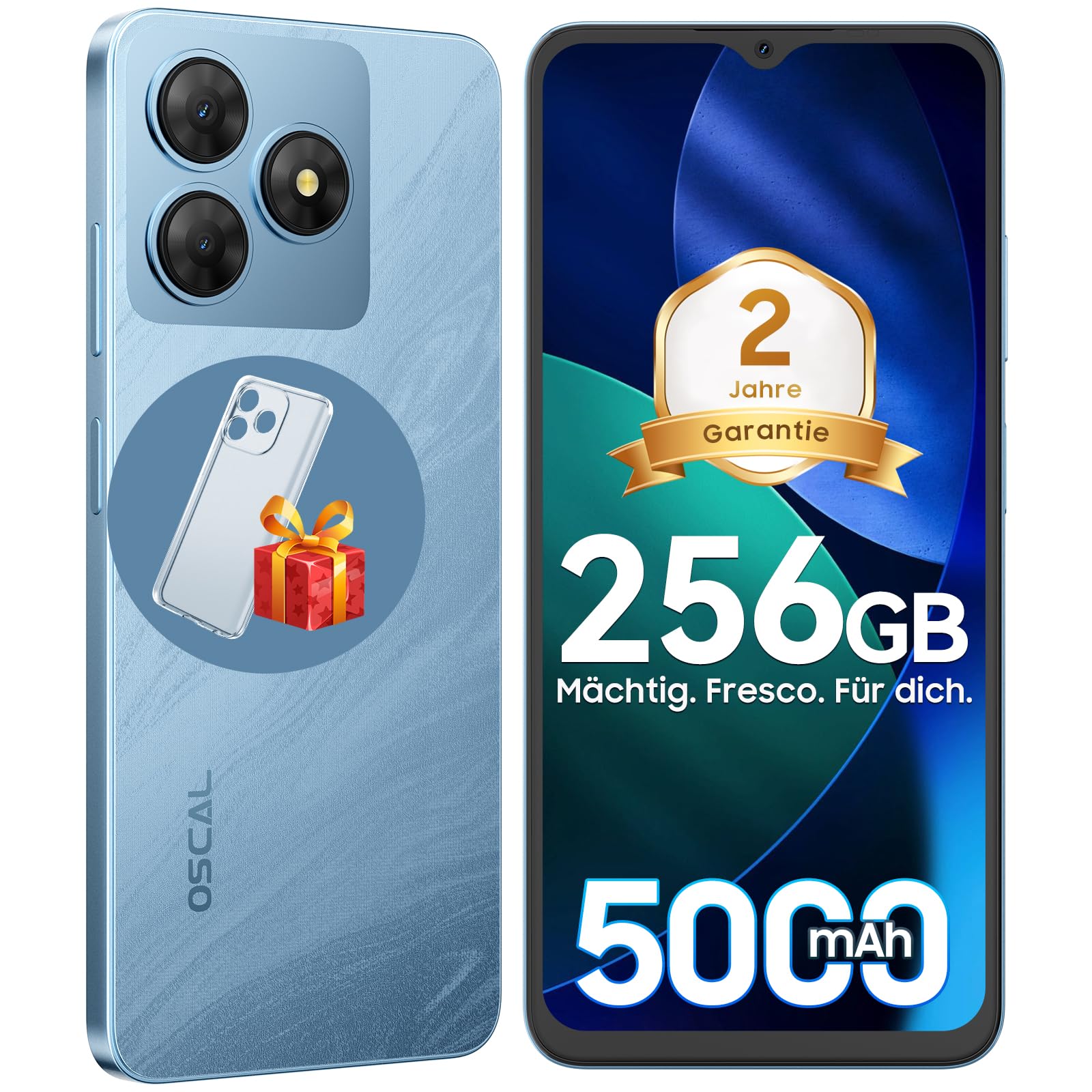 OSCAL Flat 2 Mobile Phone Without Contract Android 15, 12GB + 256GB 2TB TF Mobile Phone, 90Hz 6.56 Inch HD+ 90Hz, Octa-Core, 5000mAh, 13MP + 8MP AI Camera Smartphone Without Contract Dual SIM 4G OTG