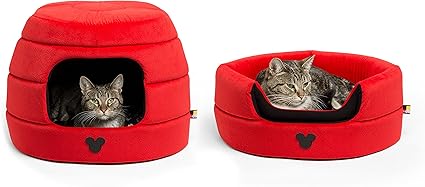 Amazon Com Disney Mickey Mouse 2 In 1 Honeycomb Hut Cuddler In Mickey Bobble Red Standard Dog Bed Cat Bed Pet Supplies